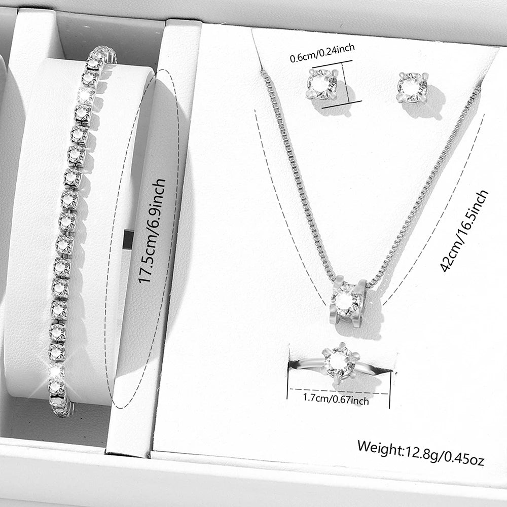6PCS Silver Women Watch Light Luxury