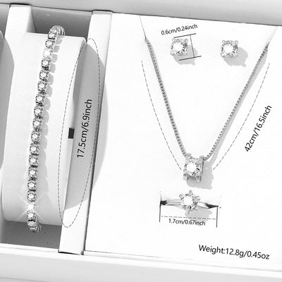 6PCS Silver Women Watch Light Luxury