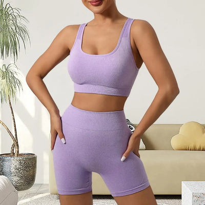 Yoga Bra Shorts Set Yoga Outfit Set with High Waist Leggings Sports Bra