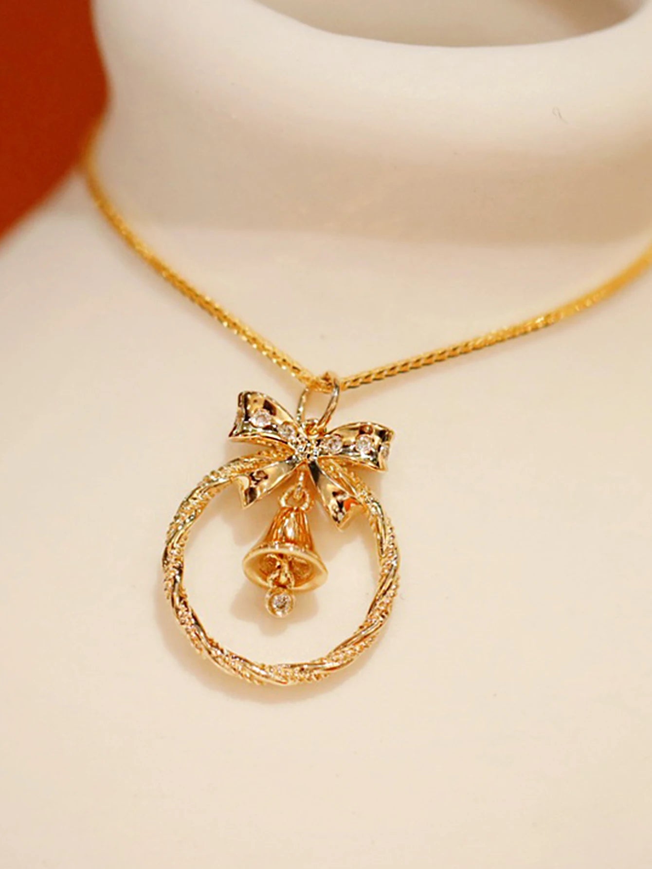 Solid silver S925 women's jewelry, bow, jingle, circle, sweet necklace,