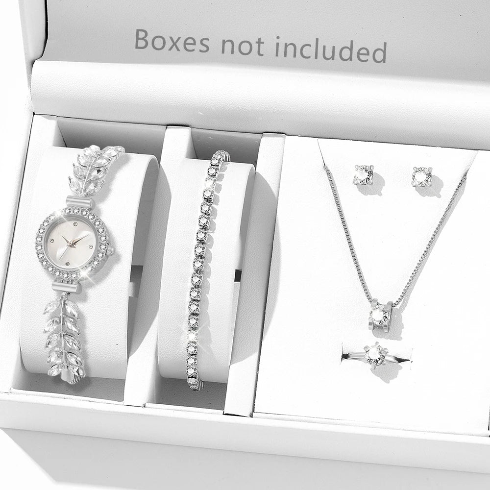 6PCS Silver Women Watch Light Luxury