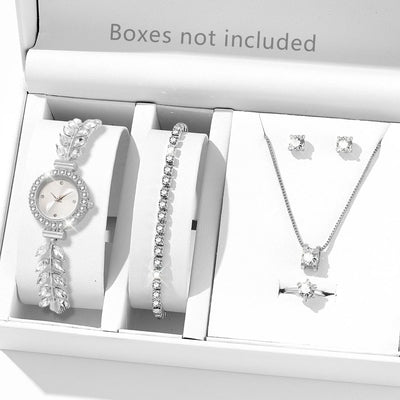 6PCS Silver Women Watch Light Luxury
