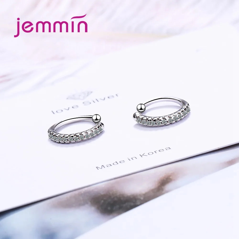 Silver  Ear Clip Fashion Jewelry Trendy Style Sparkling Cubic Zirconia
