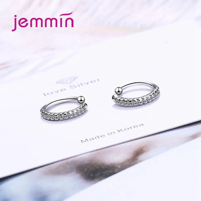 Silver  Ear Clip Fashion Jewelry Trendy Style Sparkling Cubic Zirconia