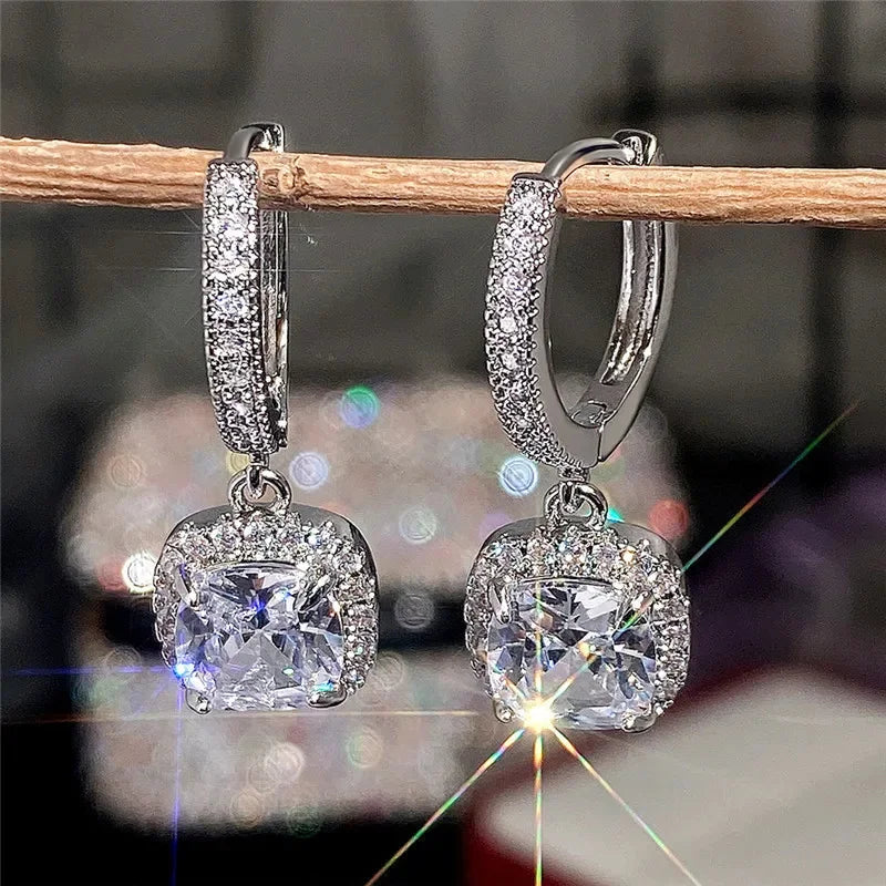 Silver 925 Jewelry with gemstone Diamond earrings