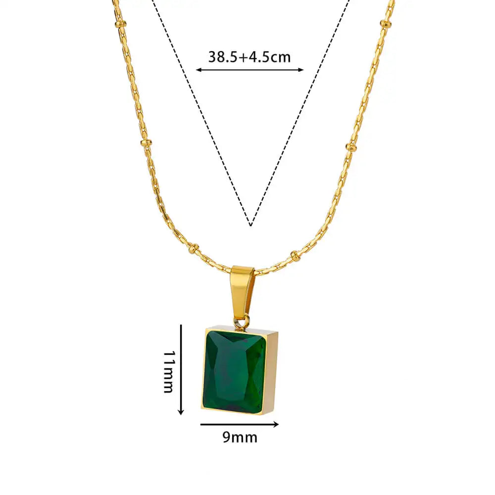Square Zircon Necklace for Women