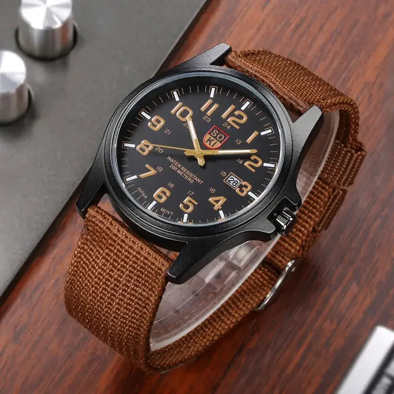 Luxury Watch Men Brown Men Nylon Strap Quartz Watch Fashion