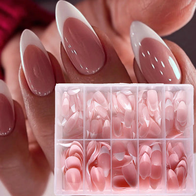 360/150pcs/box Nude Pink Almond French False Nails