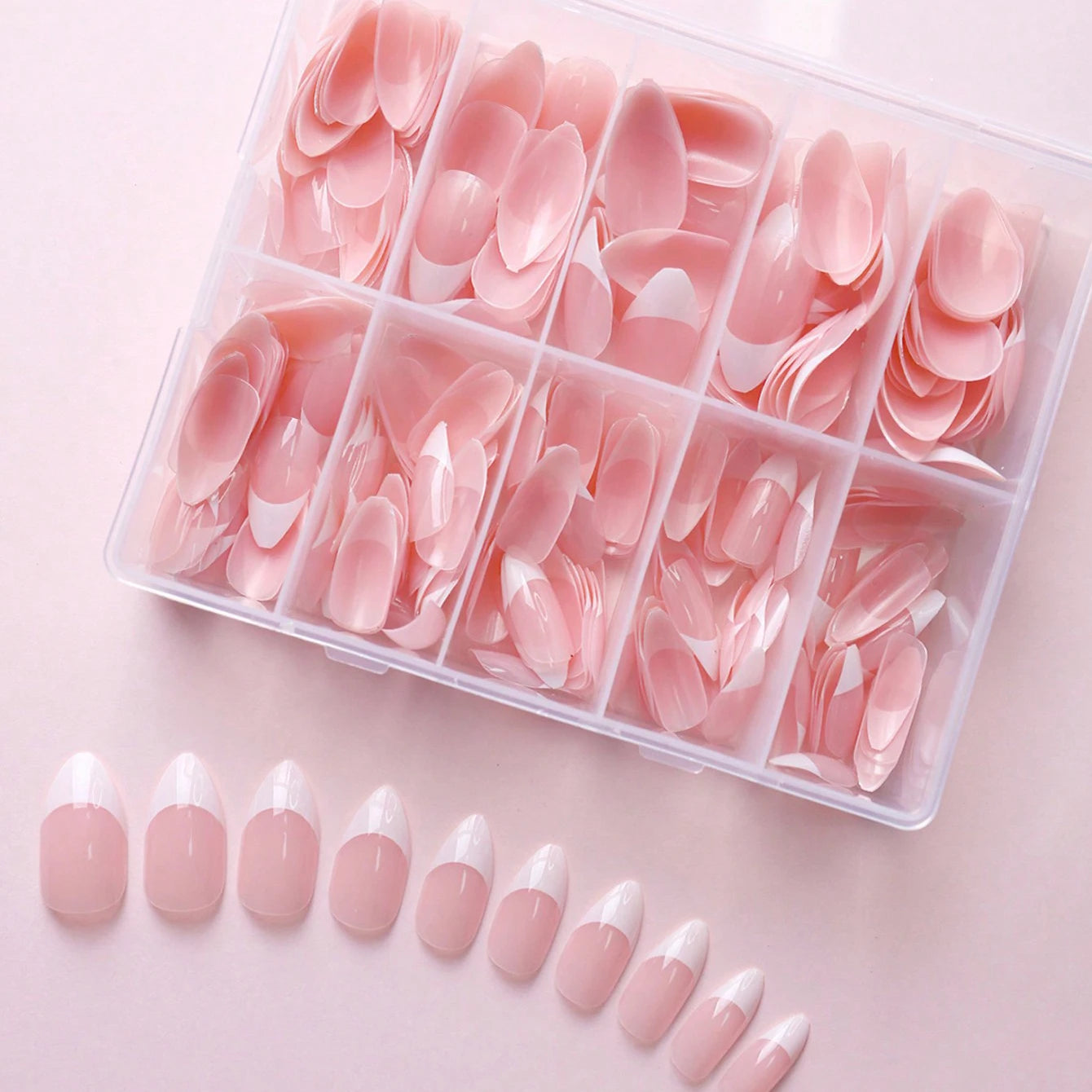 360/150pcs/box Nude Pink Almond French False Nails