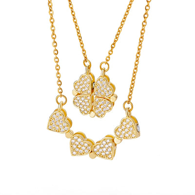 Magnetic Four-leaf Clover Heart Pendant Necklace