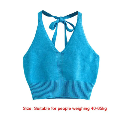 Short Knitted Crop Tops New Knitted High Stretch Sexy Tank Top