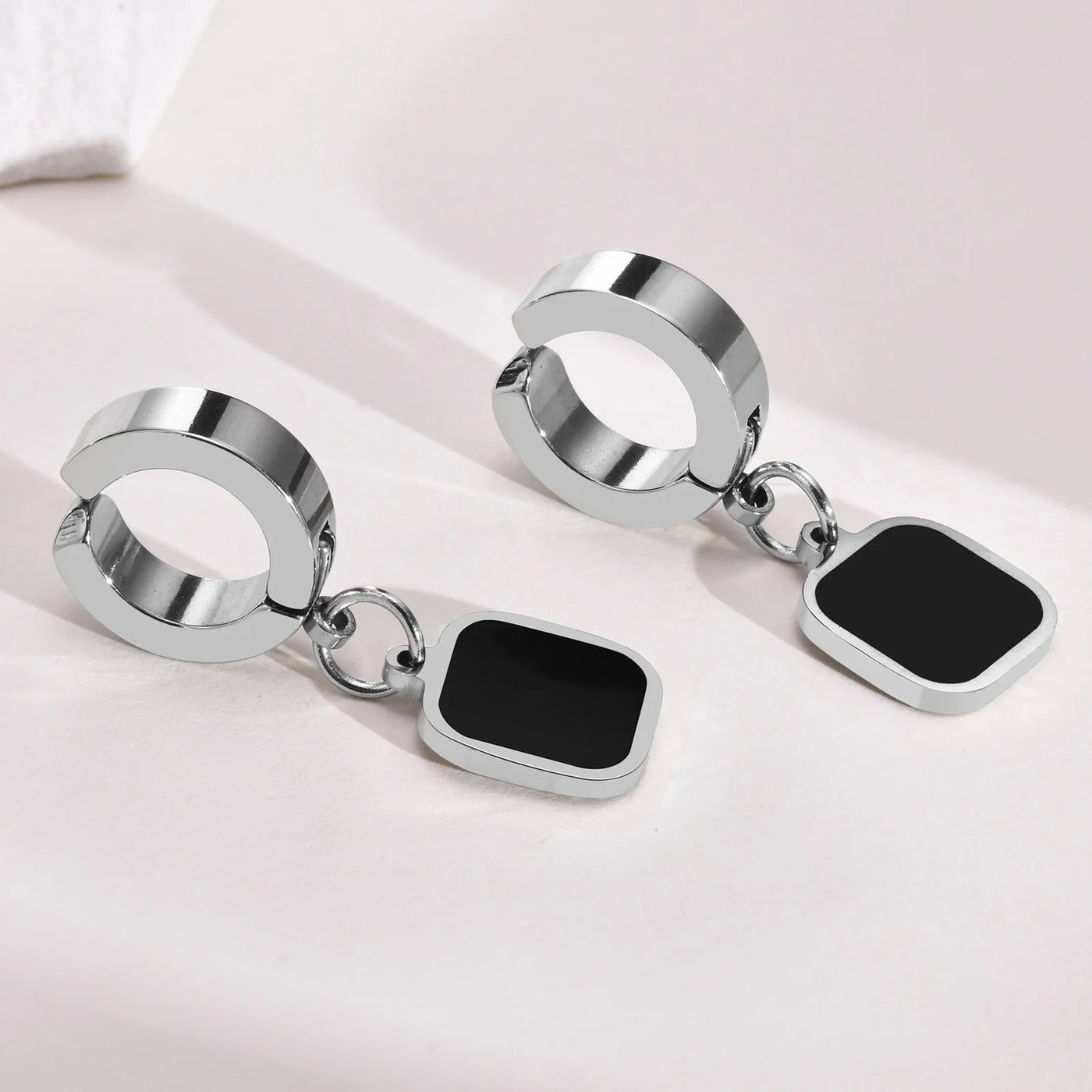 Black Square Dangle Earrings
