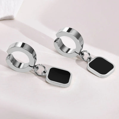 Black Square Dangle Earrings