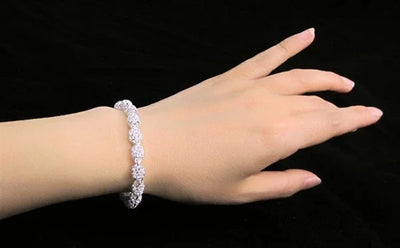 925 Silver Flower Beads Charm Bracelets For Women