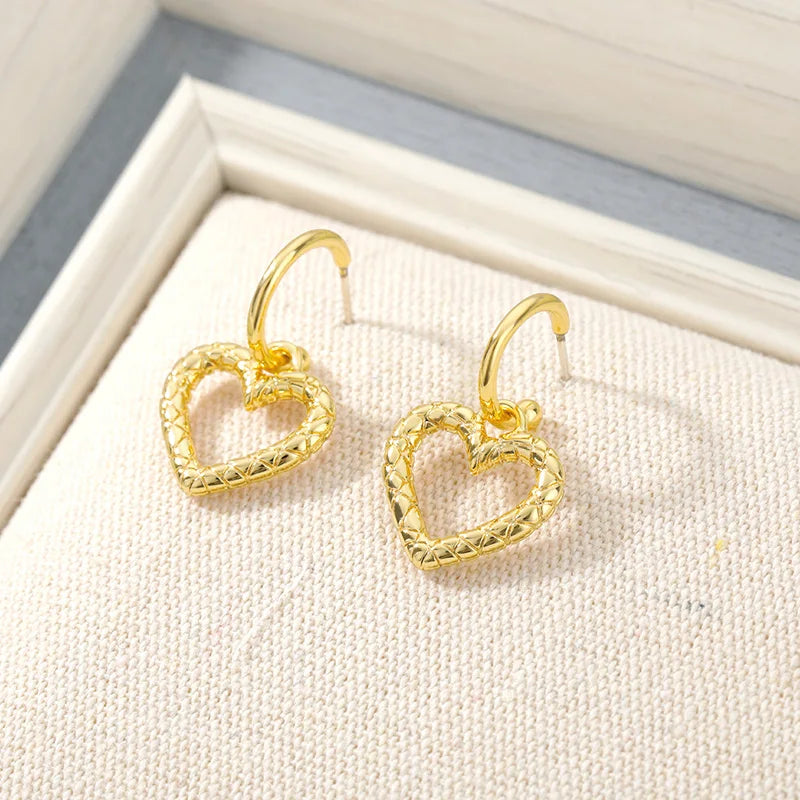 Hollow Heart Dangle Earrings