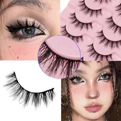 7 pairs of reusable fairy tale style false eyelashes - A-type doll natural appearance,