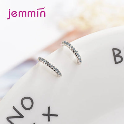 Silver  Ear Clip Fashion Jewelry Trendy Style Sparkling Cubic Zirconia