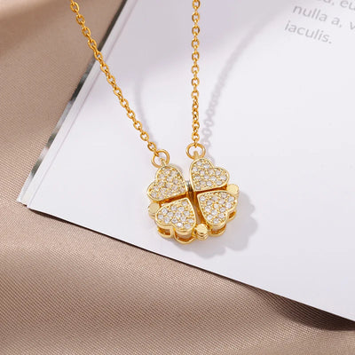 Magnetic Four-leaf Clover Heart Pendant Necklace