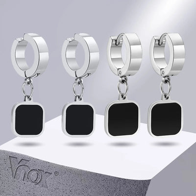 Black Square Dangle Earrings