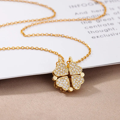 Magnetic Four-leaf Clover Heart Pendant Necklace
