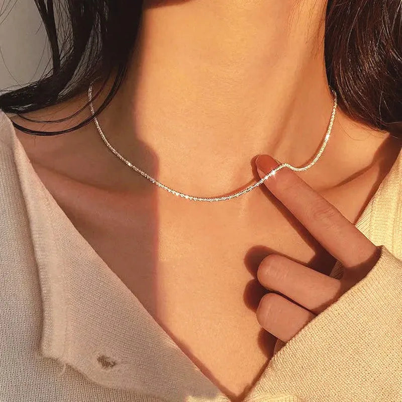 Silver Color Necklaces For Women CZ Zirconia Cross Pendant