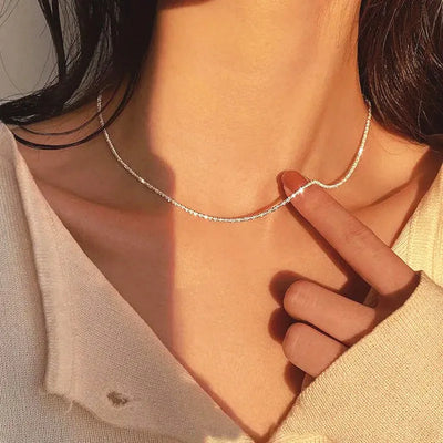 Silver Color Necklaces For Women CZ Zirconia Cross Pendant
