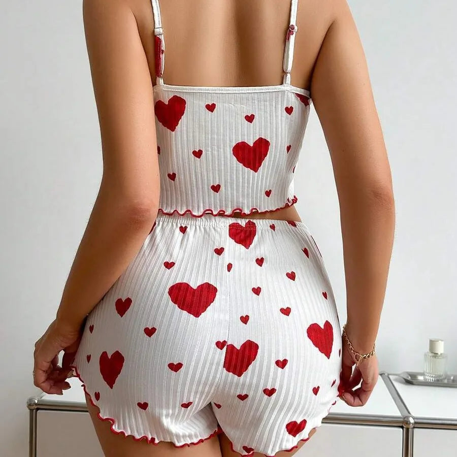 love printing suspenders shorts casual pit strips