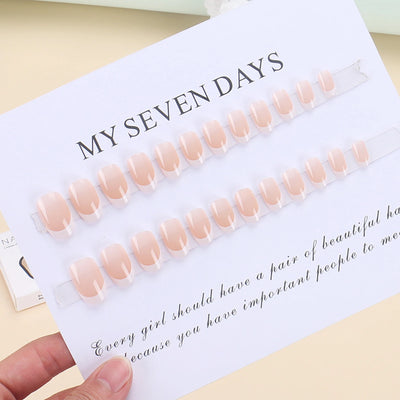 Nude Color Fake Nails for Women and Girls Short Round Head Press on Nails