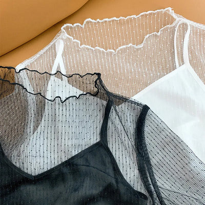 Transparent Mesh Ladies Tops Sexy Women