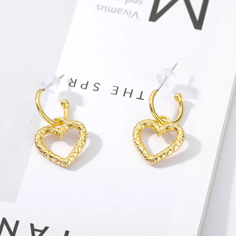 Hollow Heart Dangle Earrings