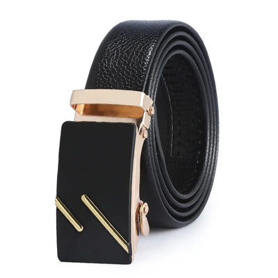 Man PU Leather Belt High Quality Men Business Belt Golden Automatic Buckle