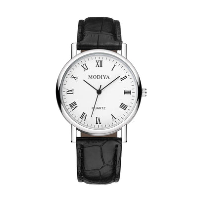 Casual Round Dial Watch Leather Strap Quartz Wristwatches