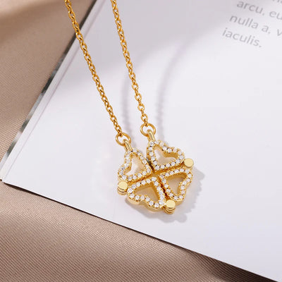Magnetic Four-leaf Clover Heart Pendant Necklace