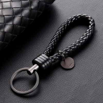 1 PCS PU Leather Braided Woven Rope Keychain