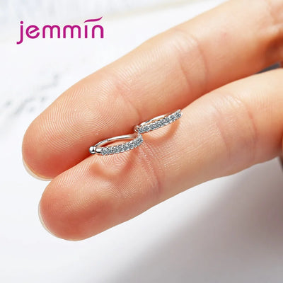 Silver  Ear Clip Fashion Jewelry Trendy Style Sparkling Cubic Zirconia