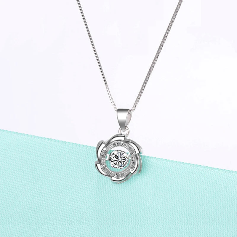 Women Jewelry Elegant Can Dance Rhinestone Round Windmill Pendant Necklaces