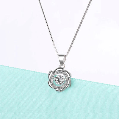 Women Jewelry Elegant Can Dance Rhinestone Round Windmill Pendant Necklaces