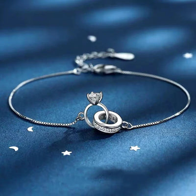 Sterling Silver Color Bracelets for Women Zircon Rings