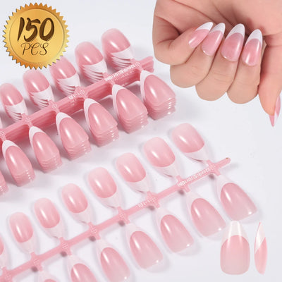 360/150pcs/box Nude Pink Almond French False Nails