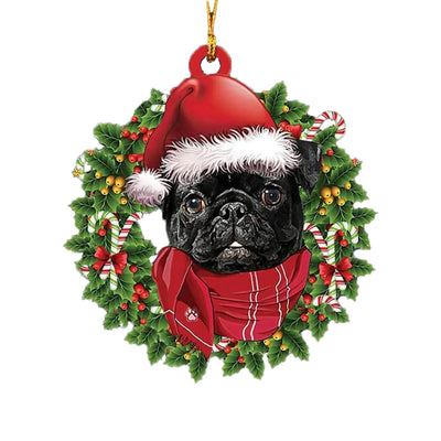 Sleeping Pug Dog Christmas Tree Car Accessories Decoration Hanging Pendants