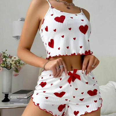 love printing suspenders shorts casual pit strips