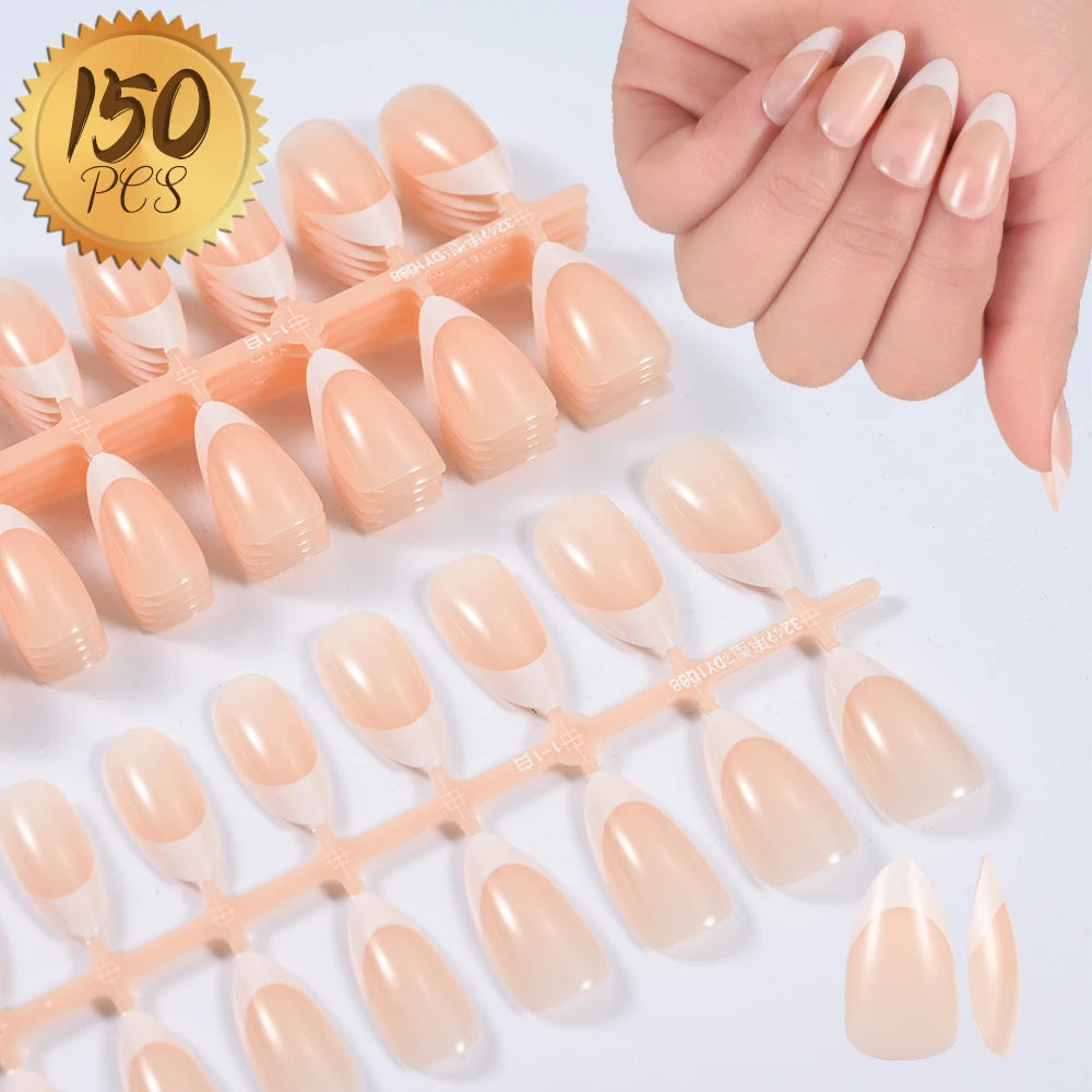 360/150pcs/box Nude Pink Almond French False Nails