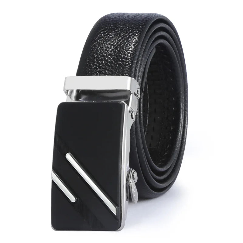 Man PU Leather Belt High Quality Men Business Belt Golden Automatic Buckle