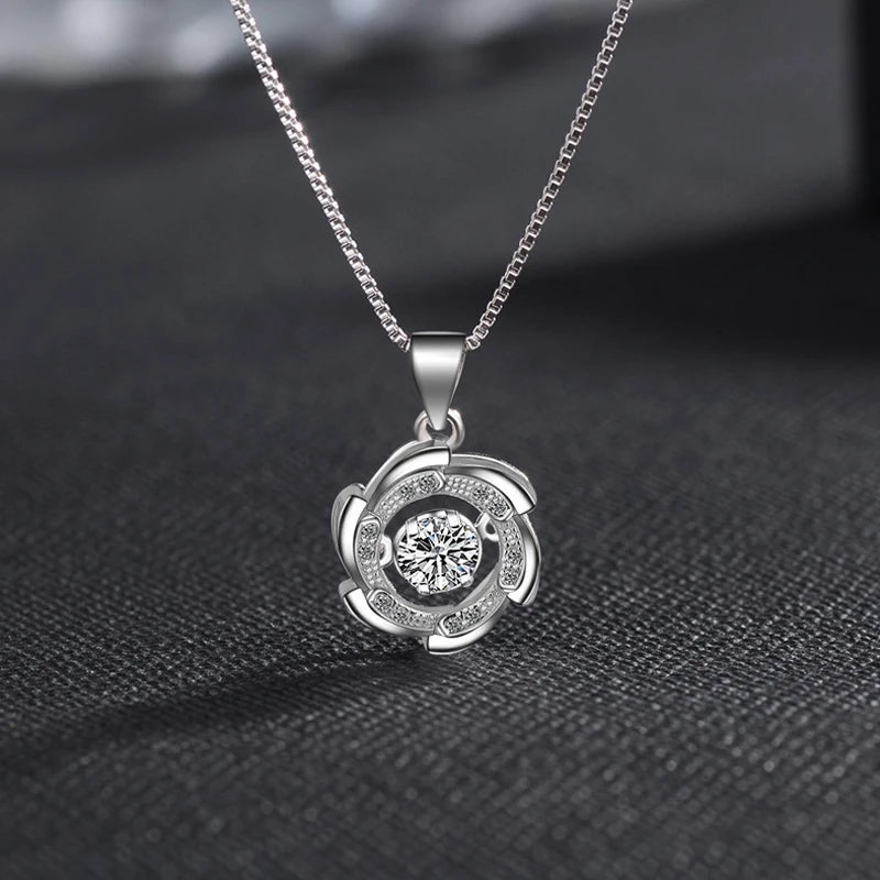 Women Jewelry Elegant Can Dance Rhinestone Round Windmill Pendant Necklaces